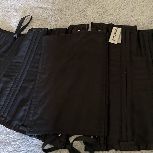 CAMELLIAS corcet black satin 26 steel bones - Picture 11 of 16